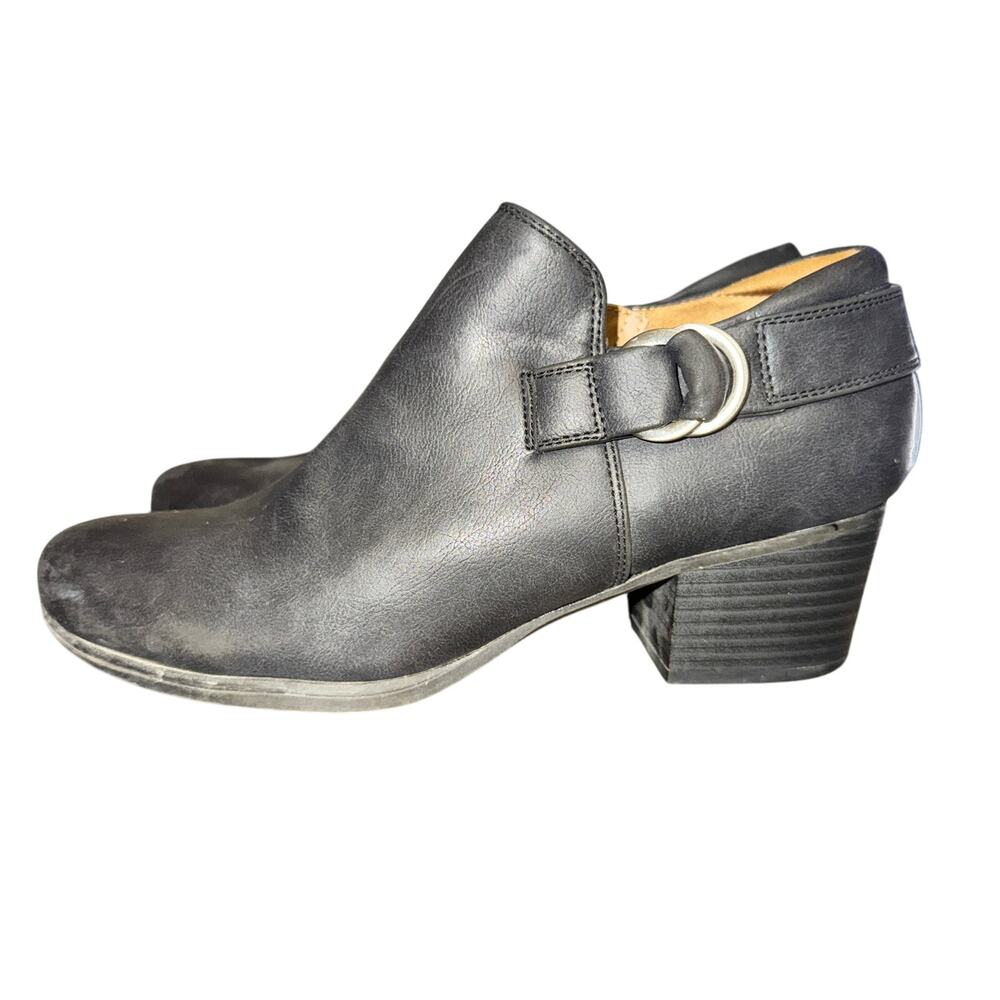 Natural Soul Candie Ankle Boots Womens Size 8.5 Black Faux Leather Booties Shoes